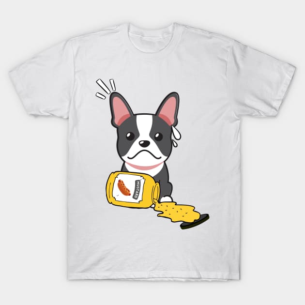 Cute French Bulldog spilled Mustard sauce T-Shirt by Pet Station